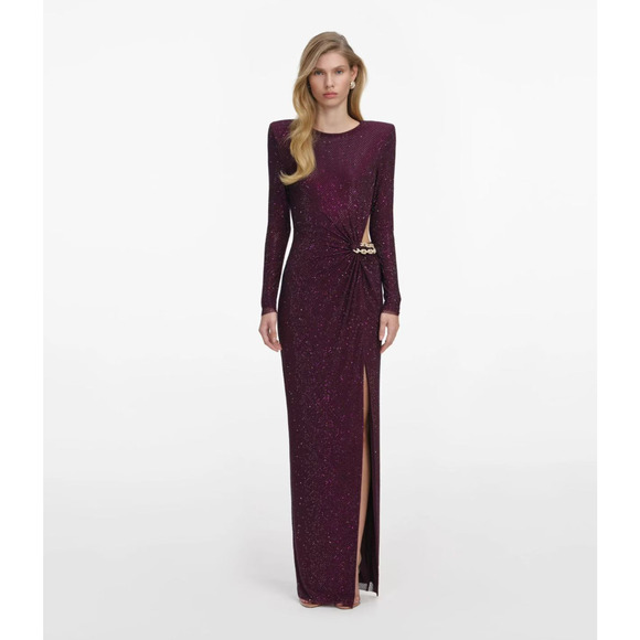 Self-Portrait Burgundy Rhinestone Embellished Maxi Dress US 4 Self-Portrait Burgundy Rhinestone Embellished Maxi Dress US 4